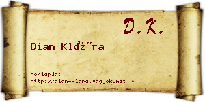 Dian Klára névjegykártya
